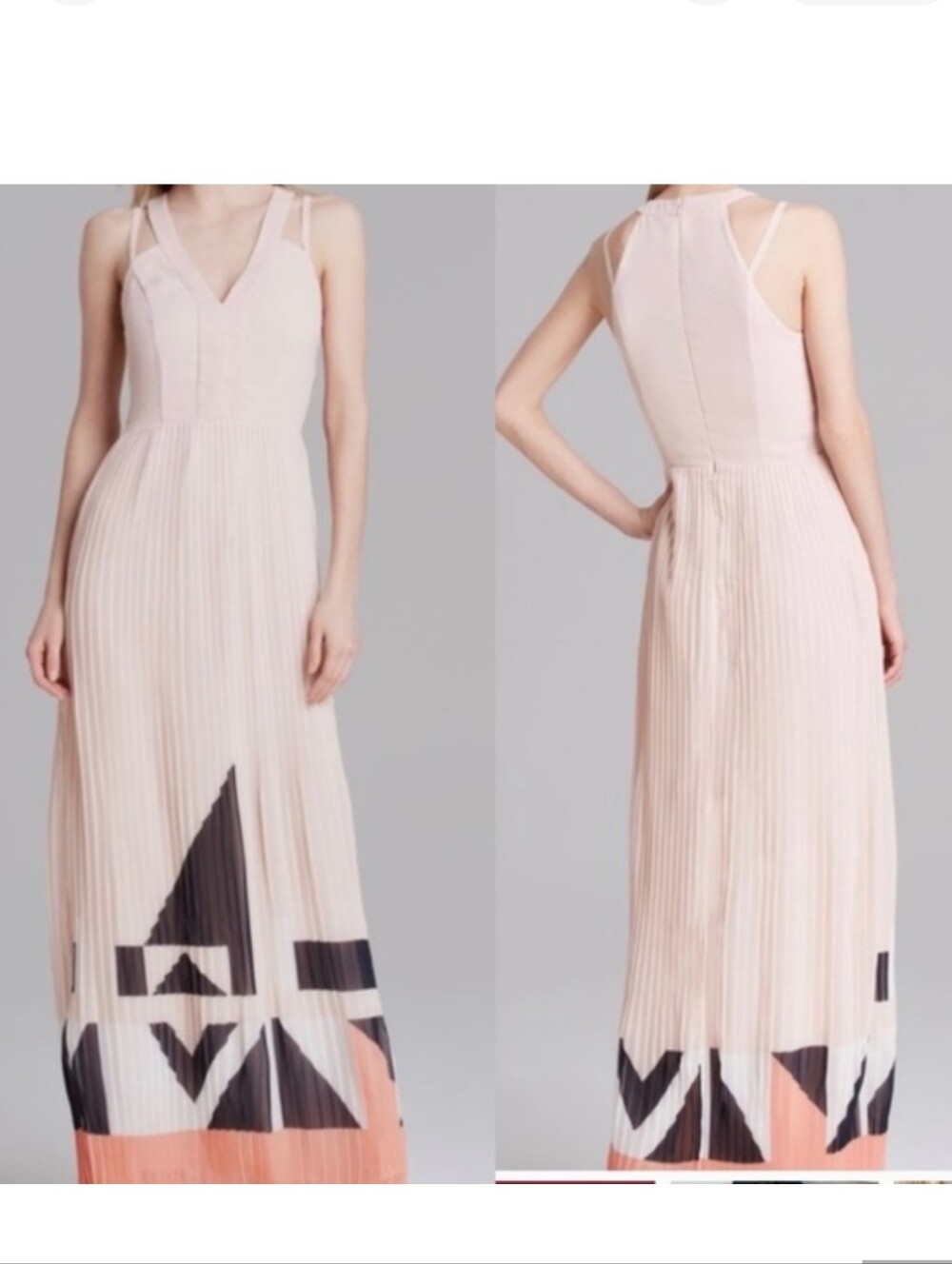 French Connection Marquee Pink Pleated maxi dress